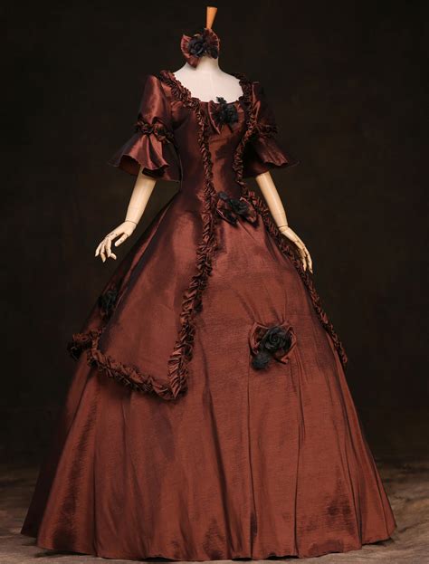 Victorian Dress Costume French Princess Ruffles Red Ball Gown Half