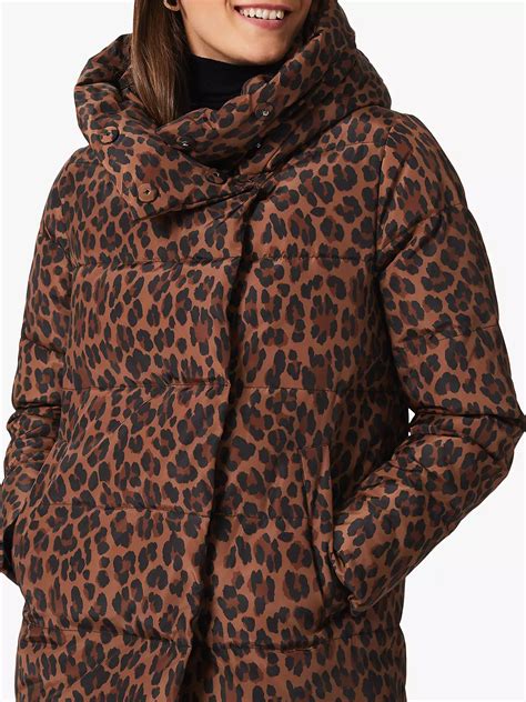 hobbs heather leopard print puffer jacket camel at john lewis and partners