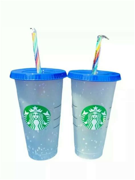 Set Of 2 Starbucks Color Changing Confetti Cold Cups Pride 2020