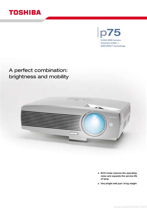 Toshiba Projector Tdp P75 Specifications