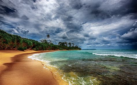 Clouds Over Tropical Beach Hd Wallpaper Background Image 1920x1200