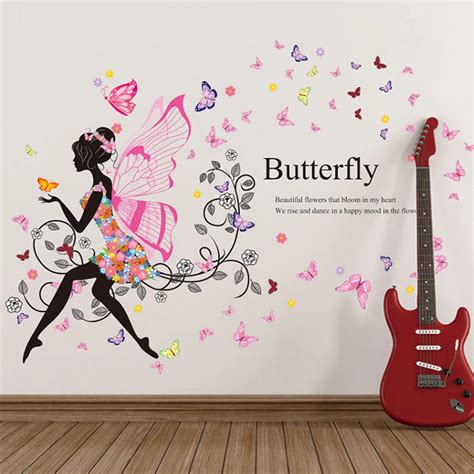 2019 New Removable Butterfly Flower Fairy Walls Stickers Vinyl Decal