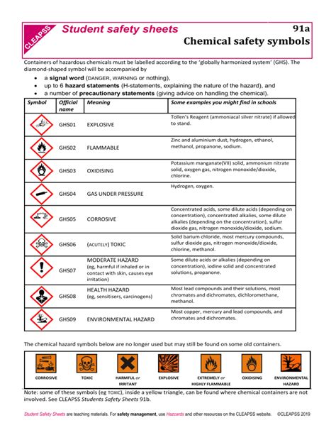 Hazard Symbols Chemical Examples
