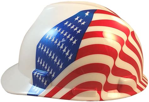 Msa V Gard Cap Style Patriotic Hard Hat With Dual American Flag On Both