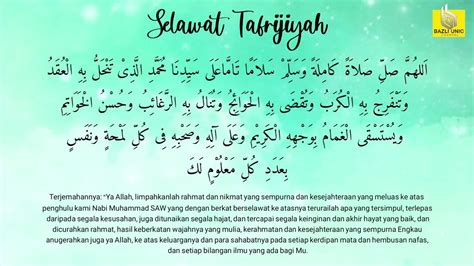 Selawat Tafrijiyah Rumi Dan Jawi Bacaan Sholawat Nari