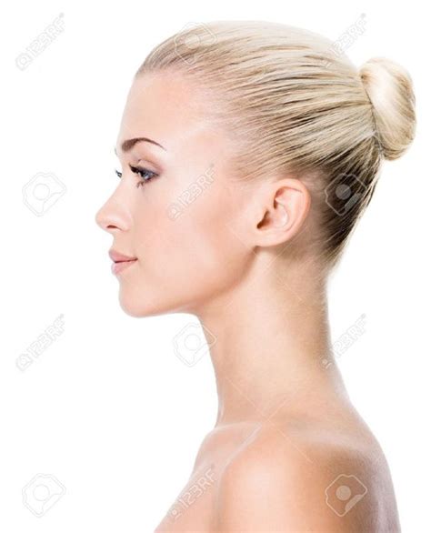 17642694 Profile Portrait Of Young Blond Woman Isolated