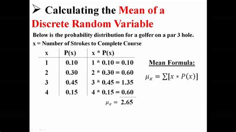 mean and expected value of discrete random variables youtube