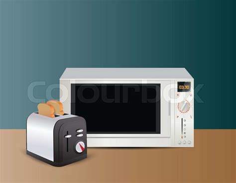 Microwave Isolated On White Stock Vector Colourbox