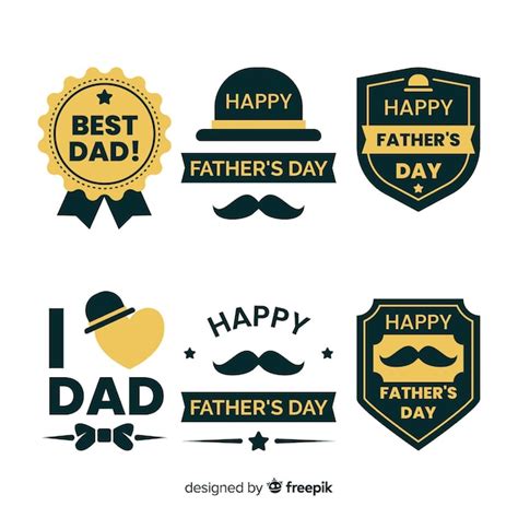 Free Vector Flat Fathers Day Badge Collection