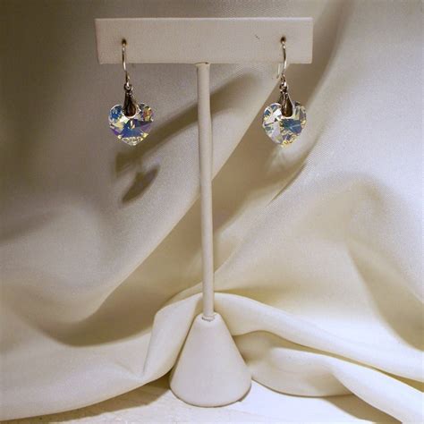 Swarovski Crystal Ab Heart Earrings Etsy