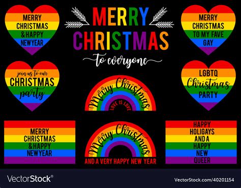 rainbow christmas cards lgbt pride gay lgbtq vector image