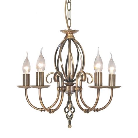 Traditional Brass 5 Light Ceiling Chandelier Fit With Or Without Chain