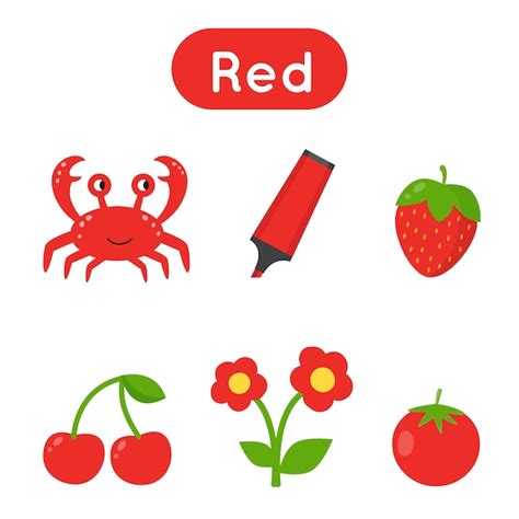 Premium Vector Red Color Worksheet Learning Basic Colors For