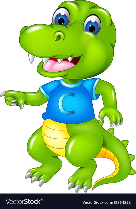 Funny Crocodile Cartoon Dancing With Smile Vector Image