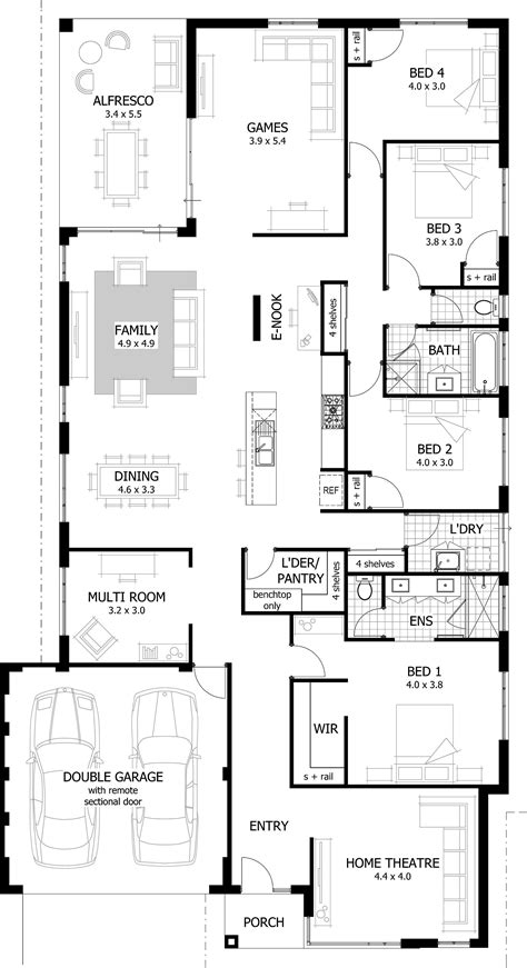 4 Bedroom Floor Plans Without Garage Floorplansclick