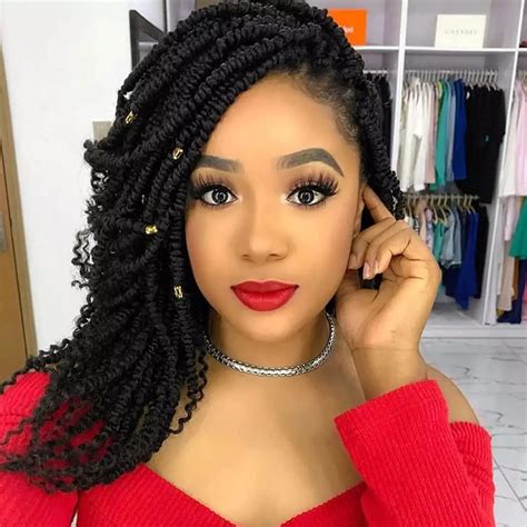 Fluffy Spring Twist Hair Extensions Black Brown Burgundy Ombre Crochet Braids Synthetic Braiding