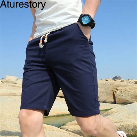 Aturestory Summer Shorts Men Casual Board Short Male Beachwear Cotton