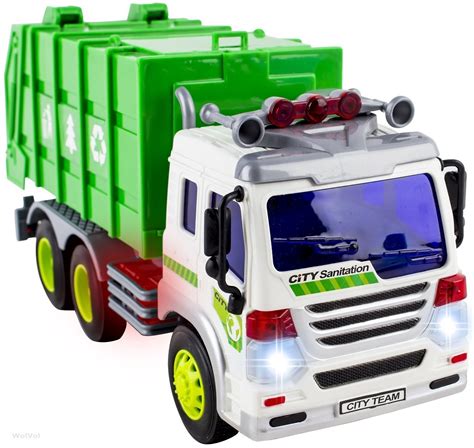 6 Man Garbage Truck Sanitation Vehicle Model Diecast Toys T For
