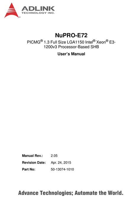 Adlink Technology Nupro E72 User Manual Pdf Download Manualslib