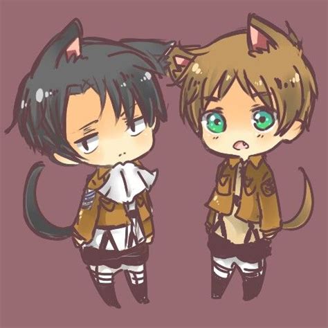 Chibi Neko Levi And Eren Anime Chibi Chibi Attack On Titan