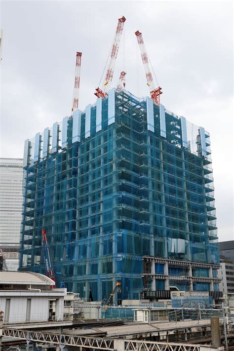 地上29階、高さ156m「田町タワー」の建設状況！三田駅直結のオフィスビル（2022 4 7） 超高層マンション・超高層ビル