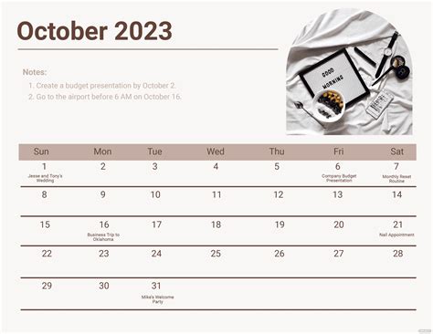 Colorful October 2023 Calendar In Illustrator Eps  Excel Svg