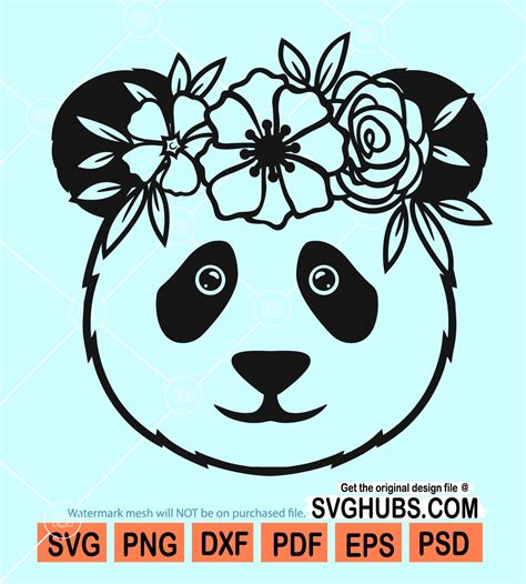 Kids Crafts Craft Supplies And Tools Panda With Flower Crown Svg Cute