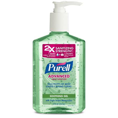 Purell Advanced Hand Sanitizer Soothing Gel Fresh Scent With Aloe And Vitamin E 12 Oz Pump