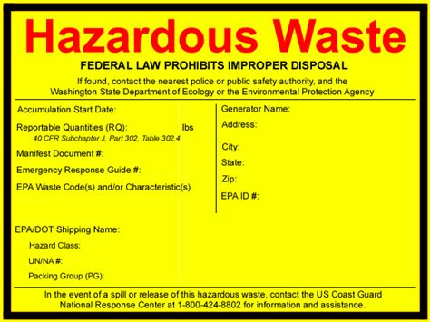 Printable Hazardous Waste Label Template Printable Templates Free