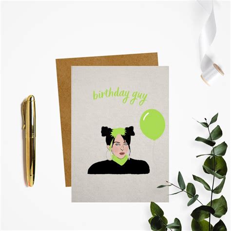 Billie Eilish Birthday Greeting Card Etsy