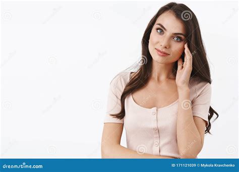 Tenderness Beauty Concept Sensual Romantic Attractive Caucasian Female In Dress Tilt Head