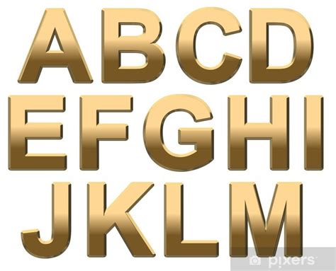 Fotobehang Gouden Alfabet Letters Hoofdletters A M On White Pixersbe