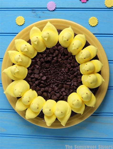 Press the brownie mixture down into a baking tray lined with baking paper. Peeps Sunflower Brownies | Recipe | Peeps dessert, Easter ...