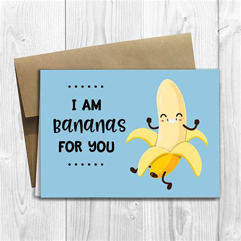 Printed Im Bananas For You 5x7 Greeting Card Funny Etsy