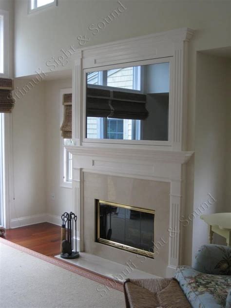 Hidden Tv Over Fireplace Seura Television Mirror Over Fireplace From In