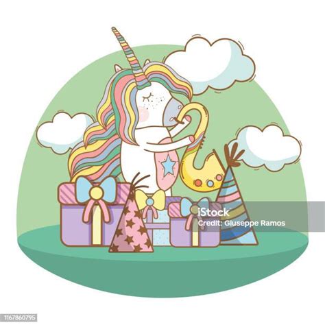 Birthday Party Unicorn Party Cartoons Stock Illustration Download