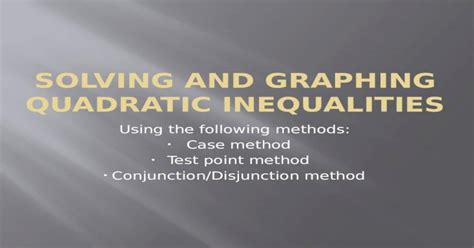 Using The Following Methods Case Method Test Point Method Conjunction