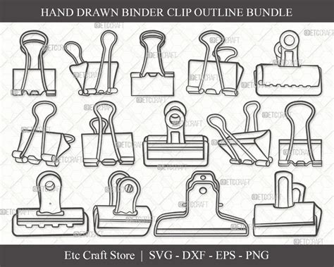 Binder Clip Outline Svg Cut File Binder Clip Svg School Supplies Svg