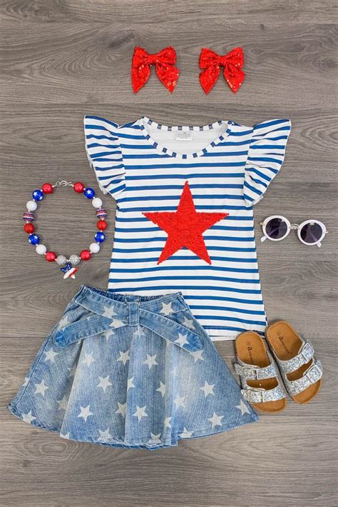 Blue Stripe Flip Sequin Top Kids Outfits Toddler Girl Outfits