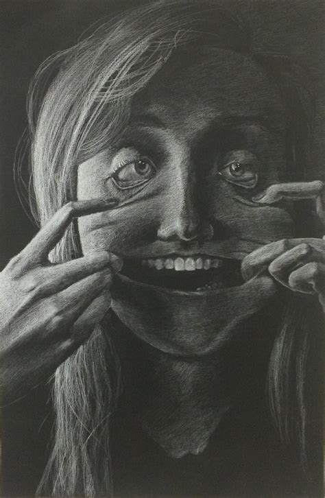 White Charcoal On Black Paper Rdrawing