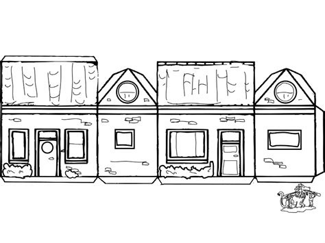 Knutsel een huis, template of a house huisje house craft vouwen 