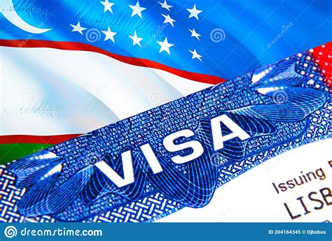 Uzbekistan Visa In Passport Usa Immigration Visa For Uzbekistan Citizens Focusing On Word Visa