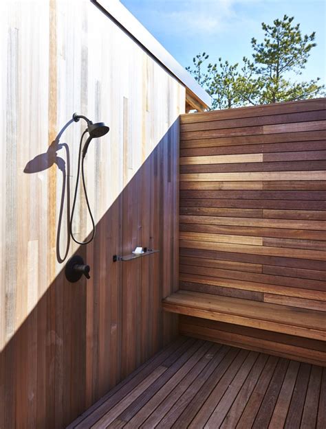 Modern Hamptons Barn Wood Paneled Outdoor Shower Modern Hampton Pool