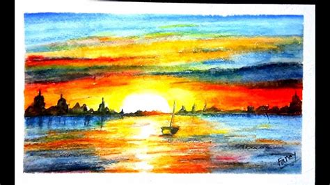 Easy Sunrise Morning Scenery Drawing Beautiful Scenery Of The City