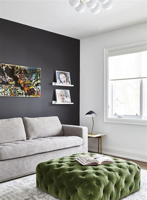 Contrasting Wall Colors Accent Wall Black And White Living Room