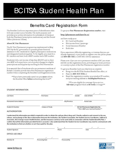 Benefits Card Registration Form By Bcitsa Bcitsa Issuu