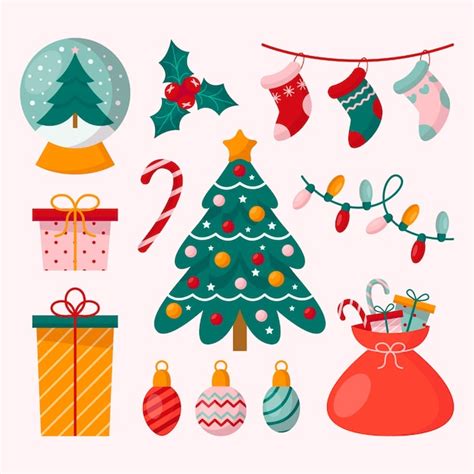 Free Vector Flat Christmas Elements Collection