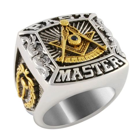 Custom Made Masonic Past Master Ring Magnificent Blue Stone Aaa Level