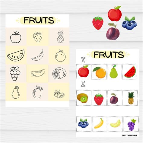 Fruit Matching Game Educational Match The Fruit Worksheet Homeschool