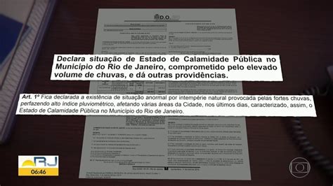 Decreto De Calamidade Pública No Rio é Publicado No Diário Oficial Bom Dia Rio G1